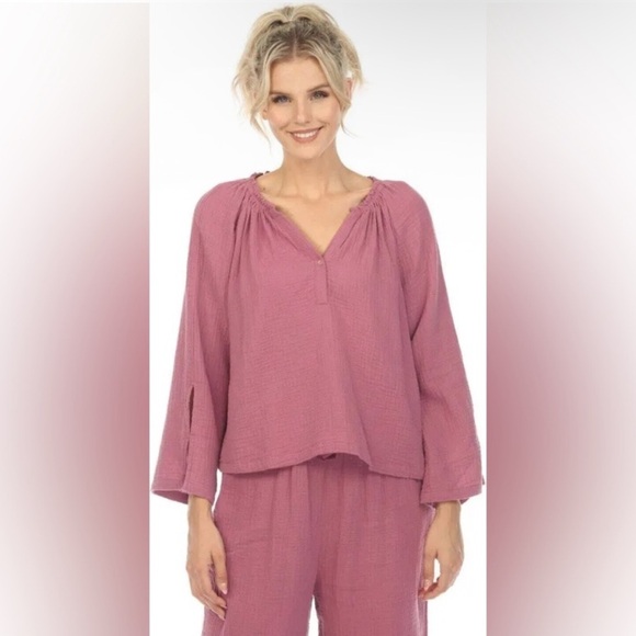 Calme by Johnny Was Split Neck Top (Liya) - NWT - Picture 1 of 7